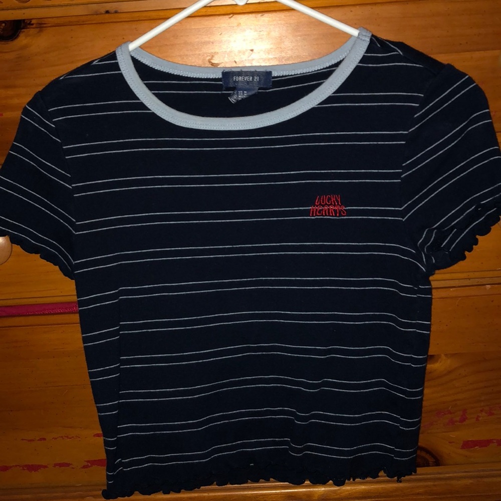 navy blue t shirt/ crop top